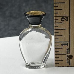 Vtg Marcel Rochas Femme Eau de Cologne Mini Glass Bottle Black Lid Vanity Decor